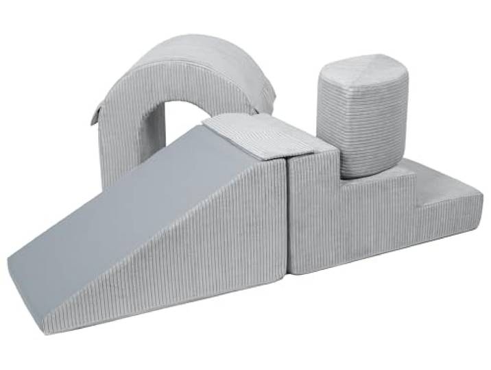 Brücke-Set 4 Großbausteine Schaumstoffbausteine XXL-Softplay-Spielbausteine (Farbe: grau (Cord))