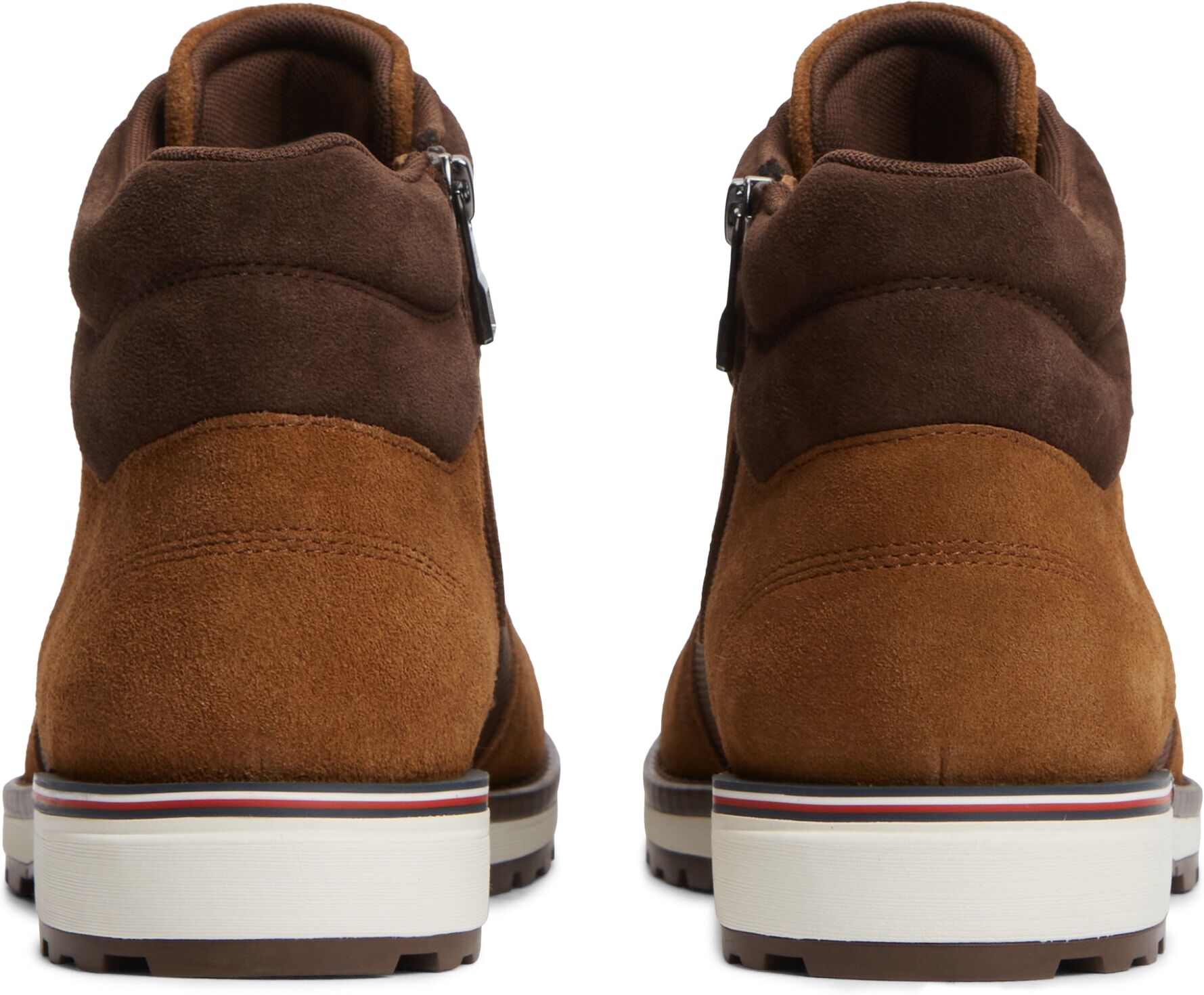 Schnürboots TOMMY HILFIGER "CORPORATE OUTDOOR SUEDE BOOT", Herren, Gr. 43, Textil, braun (coconut), Textil, Veloursleder, Schuhe Schnürboots, Schnürstiefelette mit praktischem Innenreißverschluss