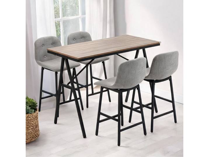 Bar Tables and Stools combining Gris Clair Acier and 47.2 x 23.6 x 35.8 in with Ensemble table de bar 5 pièces avec 4