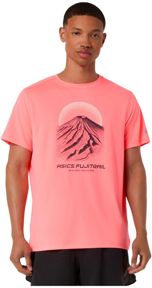 Asics  - Fujitrail Logo Short Sleeve Sun Coral - L - Tee-shirt de trail