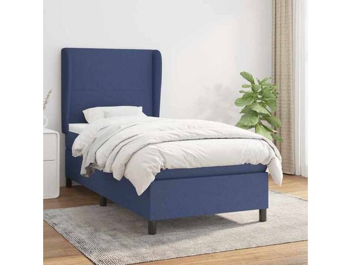 Sommier à lattes de lit avec matelas Bleu 100x200 cm Tissu 3127787