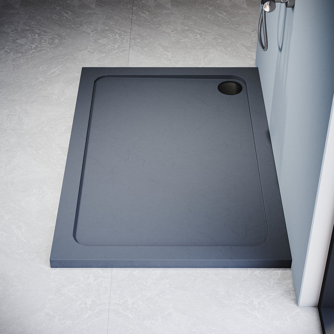 Belfry Bathroom 120W*80Dcm Rectangular Single Shower Base in Grey with Low-Profile Aesthetics Design and Non-Slip Feature Gloss;Grey 4cm H x 100cm W x 70cm D