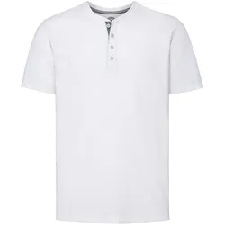 Russell Herren Henley HD T Herren T-Shirt mit Knopfleiste R-168M-0 schmale Passform, white, S