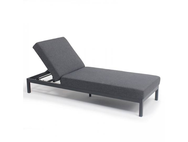 Oviala - Bain de soleil aluminium inclinable 5 positions avec coussin
