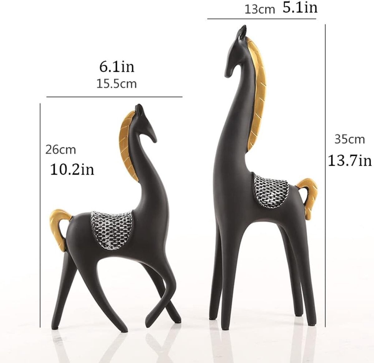 Modern Paard Standbeeld van Hars in Goud voor Decoratie