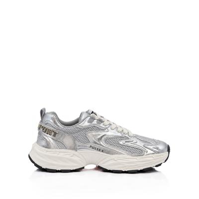 Sneaker PLEIN SPORT "Laufschuh", Herren, Gr. 47, Normalschaft, silber (0170, weiß, silber), Schuhe Sneaker
