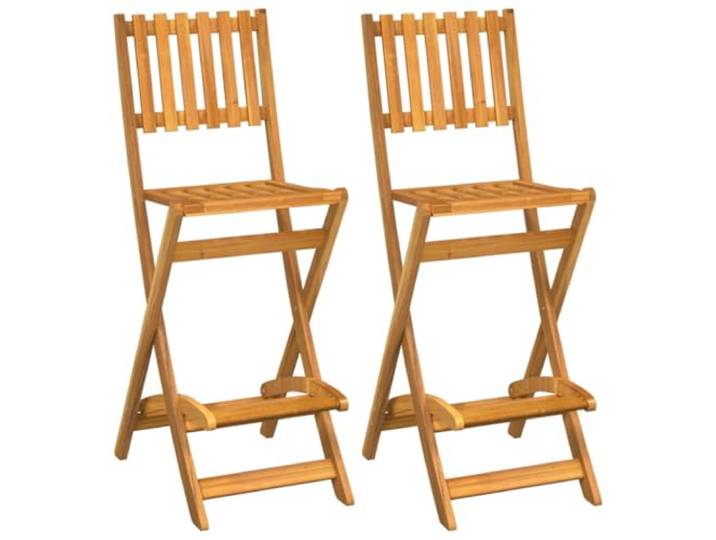 RJPLMFV Barhocker, für den Außenbereich, klappbar, 2 Stück, D-Akazienholz Massiv und langlebig, bequeme Fußstütze, faltbares Design, platzsparend, Kapazität 110 kg
