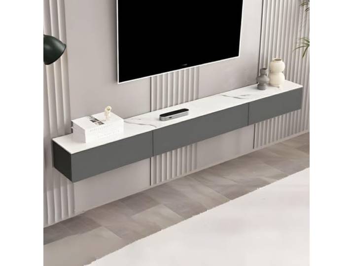 lowboard Wandmontierter TV-Ständer mit Stauraum, schwebende TV-Konsole mit Aufbewahrung, Schubladen, Wohnzimmer mit Stauraum