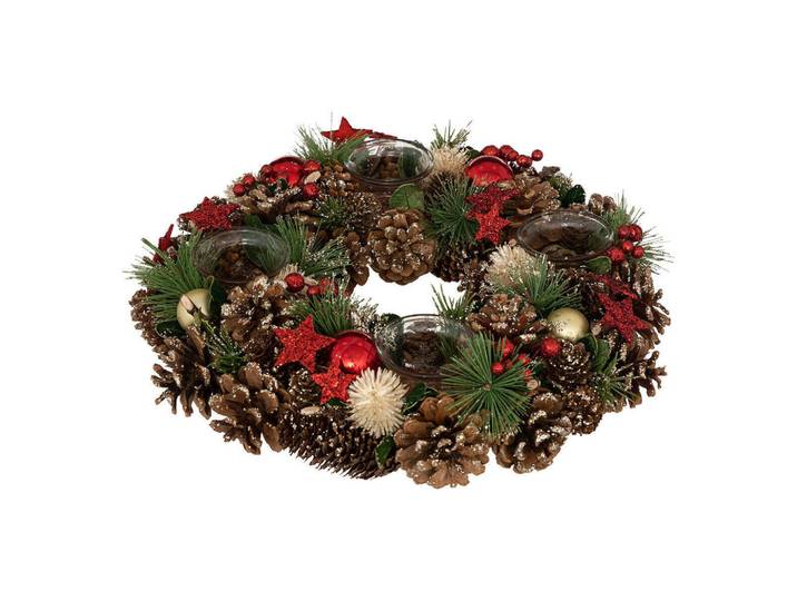 Atmosphera Createur d´interieur Adventskranz Ø 34 cm, Grün, Naturmaterialen, 8.5 cm, Dekoration, Weihnachtsdekoration, Adventskränze