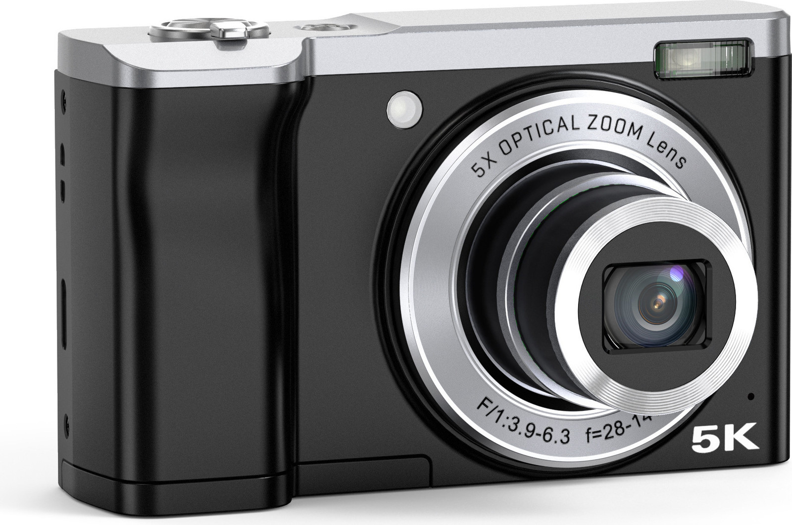 Zelurxx 5K HD Digitale Camera met beeldstabilisatie en dubbele camera, zwart