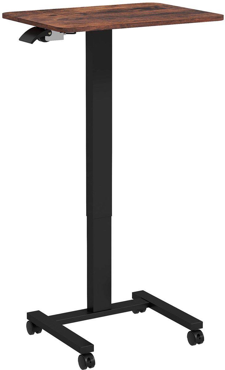 Vinona In hoogte verstelbare statafel met 4 wielen en remmen - Bruin/Zwart - B: 65 cm, D: 48 cm, H: 68-108 cm