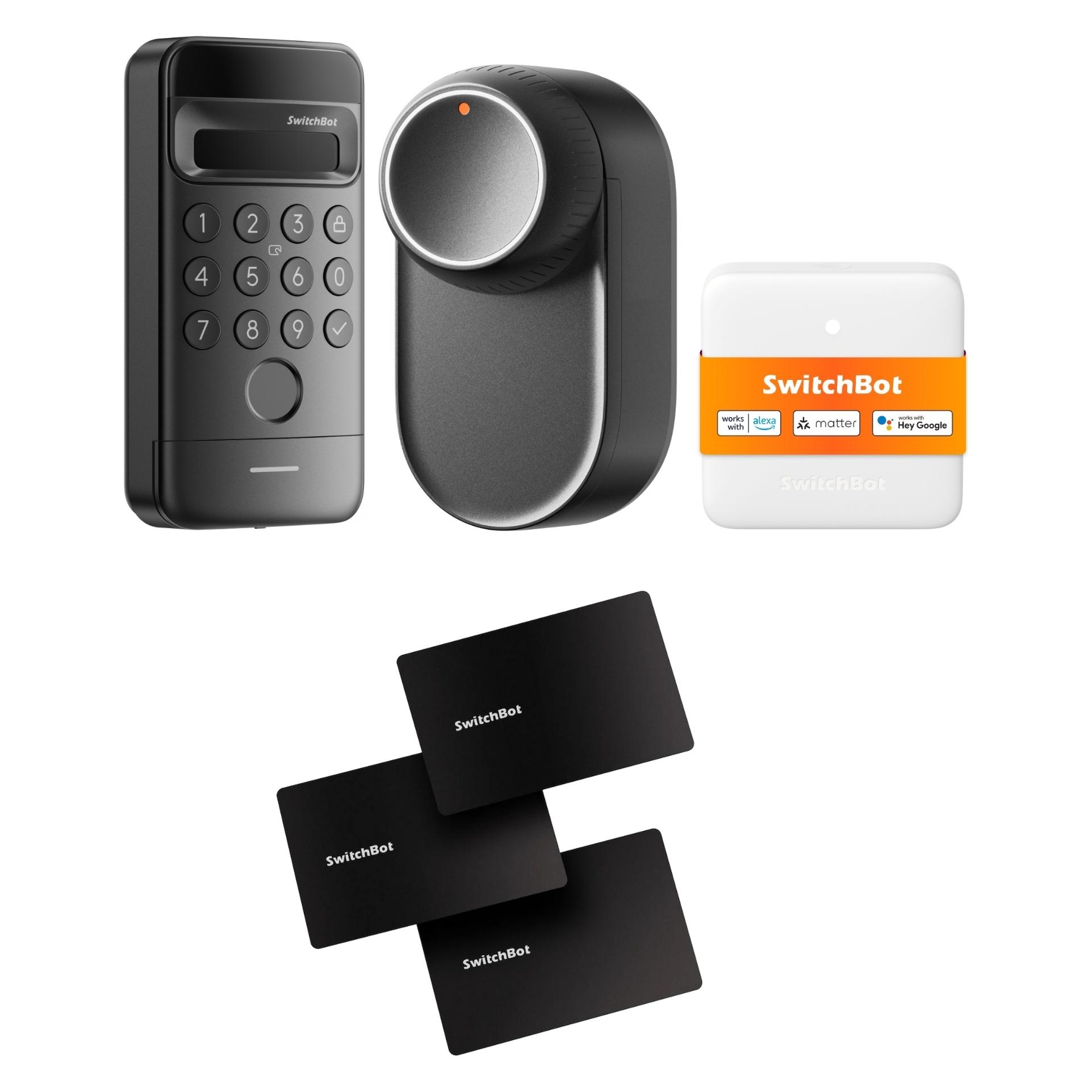 SwitchBot Lock Ultra Vision Combo (schwarz) (Smartphone) (W5600000-BUNDLE-KEYPADVISION-HUB-NFC)