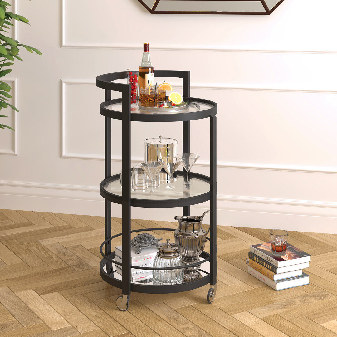Blue Elephant Steel Bar Cart Blackened Bronze 91.4cm H X 53.3cm W X 53.3cm D