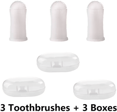 Inspire Picks 3PCS Pet Finger Toothbrush Set Soft Dental Cleaning Brush For Dogs & Cats 3pcs white
