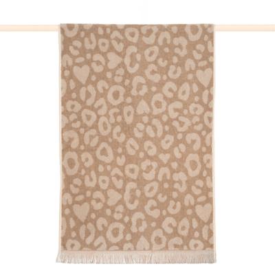 Handtuch PAD "LEO, 50x100 cm", beige (beige, sand), B:50cm L:100cm, Frottee, Frottee, Handtücher, Leo-Design, Jacquard-Webung, weich und saugstark, mit Fransen