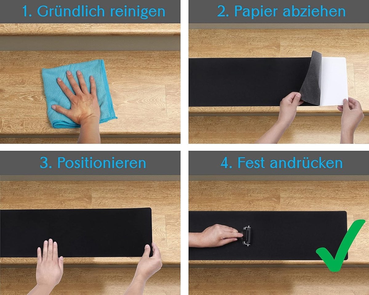 Famanu Set van 5 Moderne Zelfklevende Trapmatten van Vilt, 75 x 20 cm
