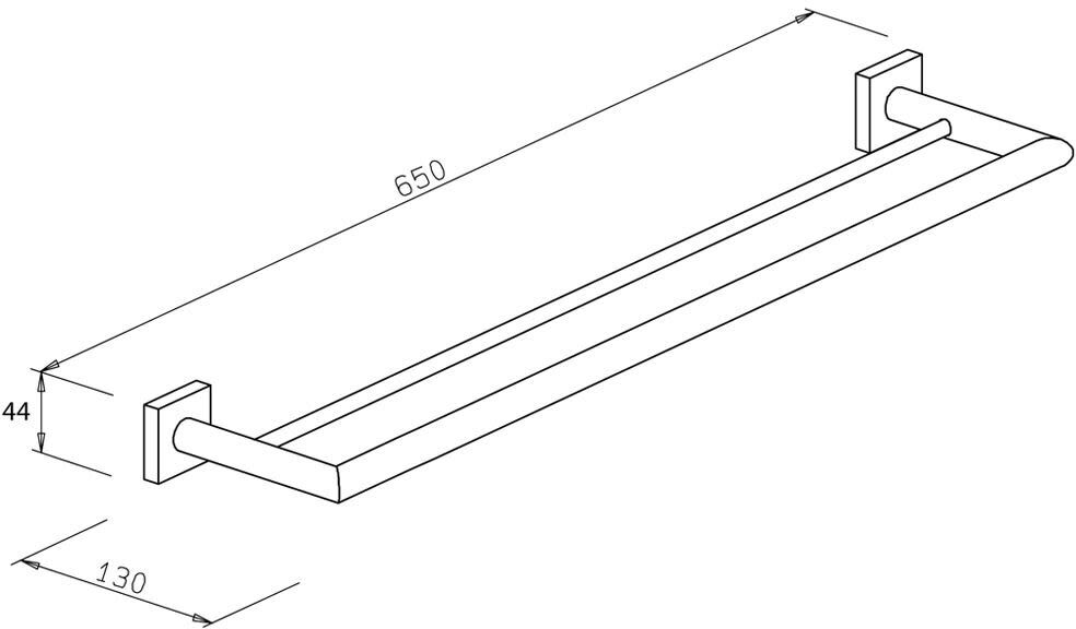 Bravat Quaruna Doppelte Badetuchstange 65 cm, Accessoires, 754510, chrom - chrom