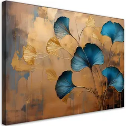WANDBILD blumen ginko botanica art deco