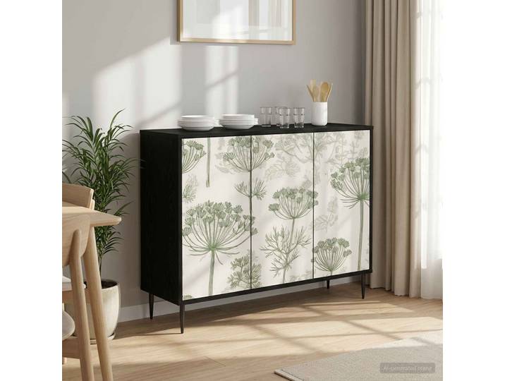 vidaXL Sideboard GOTHA Schwarz Eichen-Optik 102 x 33 x 76 cm