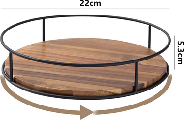 Inspire Curations AcaciaSpin Wooden Lazy Susan Organizer Tray 22cm