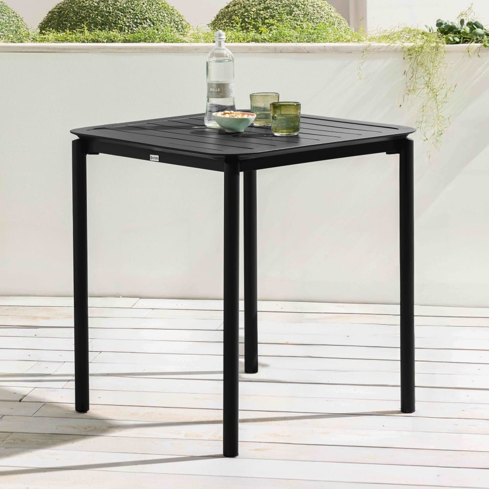 Oviala Table carrée de terrasse (70x70cm) noire Noir 70x75x70cm