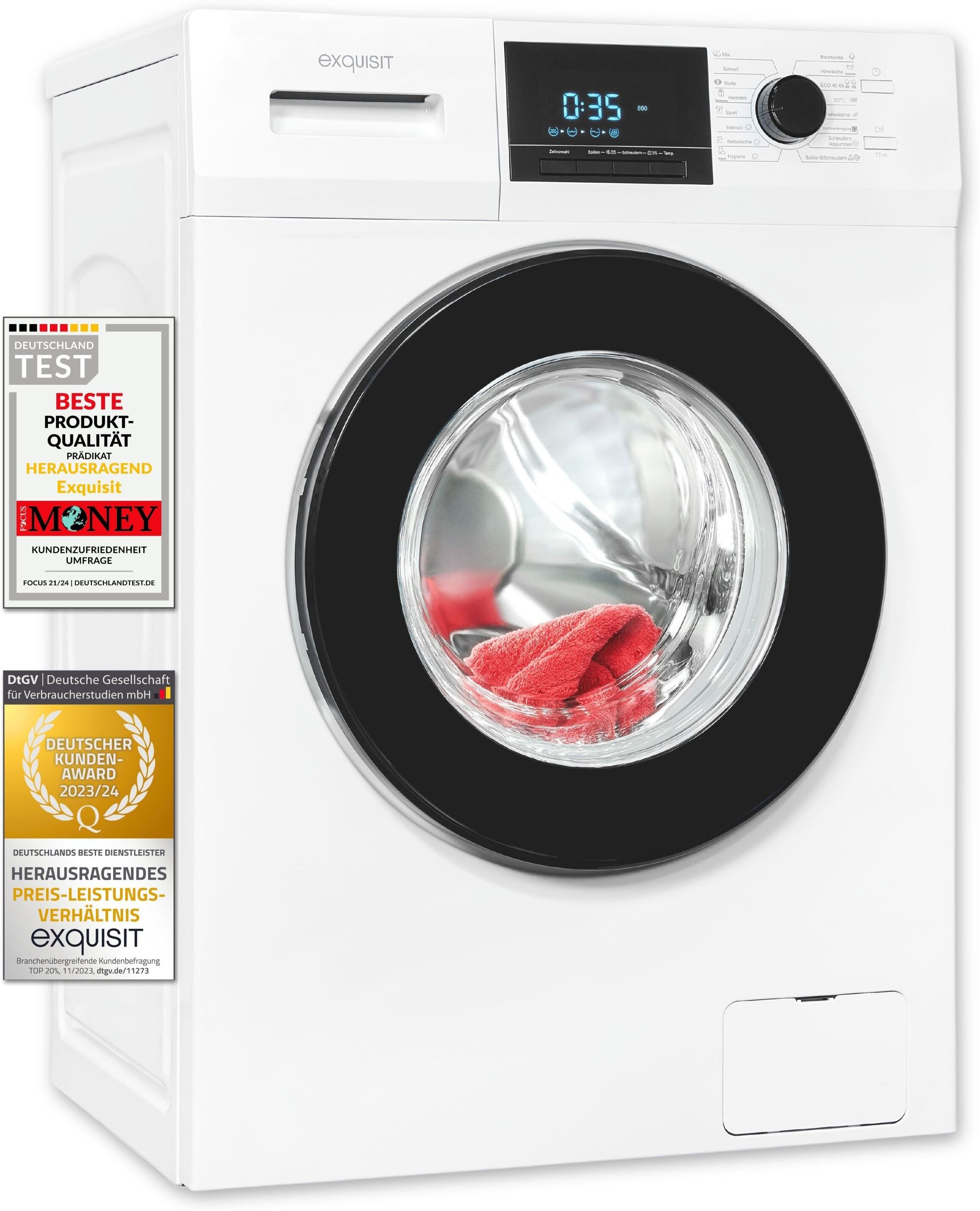 EXQUISIT Waschmaschine "WA9214-340A", Energieeffizienz: A, weiß, B:60cm H:85cm T:56cm, Waschmaschinen, AquaStop-Vollwasserschutz, Trommelreinigung für sauberen Innenraum, Waschmaschine
