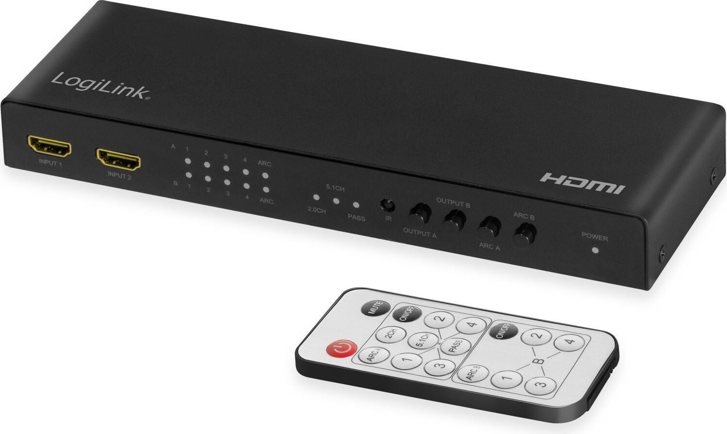 LogiLink 4K 4x2 HDMI matrix switch video- en audioschakelaar