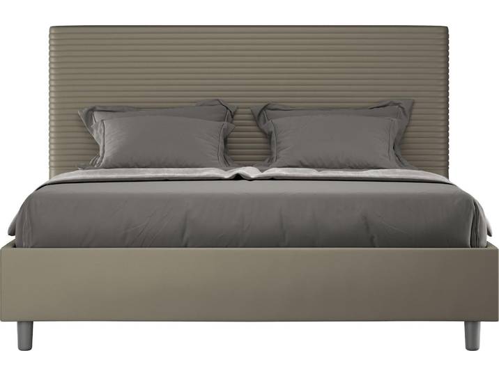 ITYHOME - Lit avec sommier rembourré 160x190 similicuir cappuccino Focus