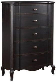 Benjara Cherry 38 Inch Tall Dresser Chest, 5 Drawer, Cabriole Legs Black Rubberwood