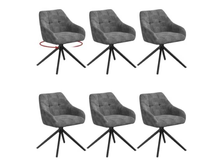 WOLTU Drehbare Esszimmerstühle 6er Set, Küchenstühle mit Armlehen Bezug aus Chenille, Metallbeine, für Wohnzimmer Küche Esszimmer, Grau