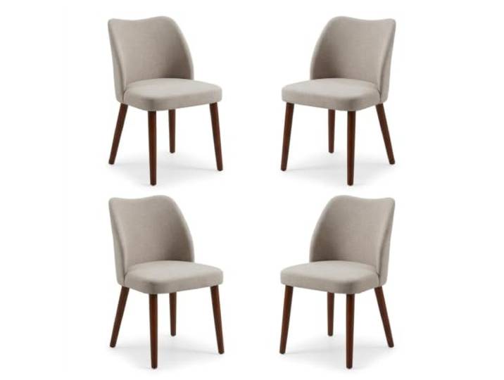 IDEALHOUSE Esszimmerstühle 4er Set Gepolsterte Küchenstühle Leinen Taupe Esszimmerstühle mit Wingback‑Rückenlehne, Ergonomischer Form, Holzbeinen & Nivellierfüßen Belastbar bis 136 kg für Innenräume