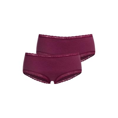 Panty S.OLIVER, Damen, Gr. 32/34, 2 Stk., rot (bordeaux), Obermaterial: 95% Baumwolle, 5% Elasthan. Spitze: 90% Polyamid, 10% Elasthan. Zwickel: 95% Baumwolle, 5% Elasthan, unifarben, Unterhosen Panty, aus weicher Ripp-Qualität