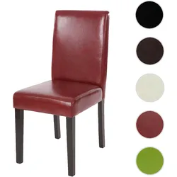Esszimmerstuhl Littau, Küchenstuhl Stuhl, Kunstleder ~ rot-braun, dunkle Beine