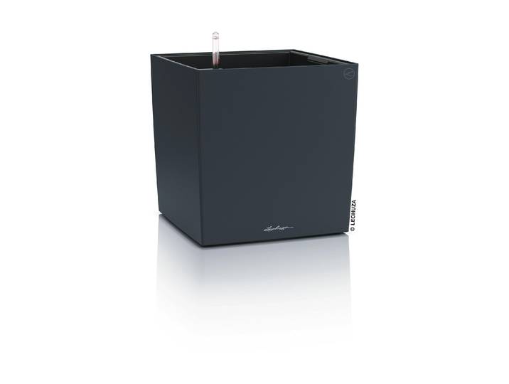Bewässerungssystem Lechuza CUBE Color 40 , schwarz (schiefergrau), Kunststoff, Bewässerungs-Sets, Bewässerungssystem, Pflanzgefäss mit integriertem Bewässerungssystem
