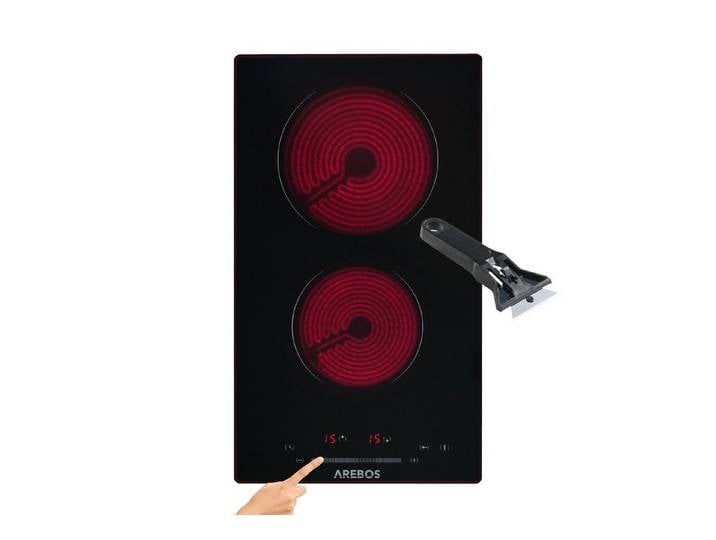 Arebos Elektro-Kochfeld Glaskeramik 3200W 2 Kochzonen 30 cm