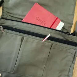 Cotton Canvas Laptop Messenger Bag - Olive