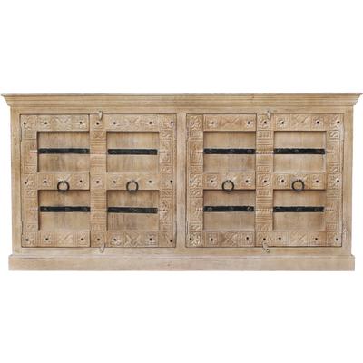 Sideboard SIT "Casablanca aus Mangoholz mit Schnitzereien & 4 Türen", beige (natur), B:180cm H:90cm T:45cm, Massivholz, Sideboards, Sideboard, Aufwendige Schnitzfront
