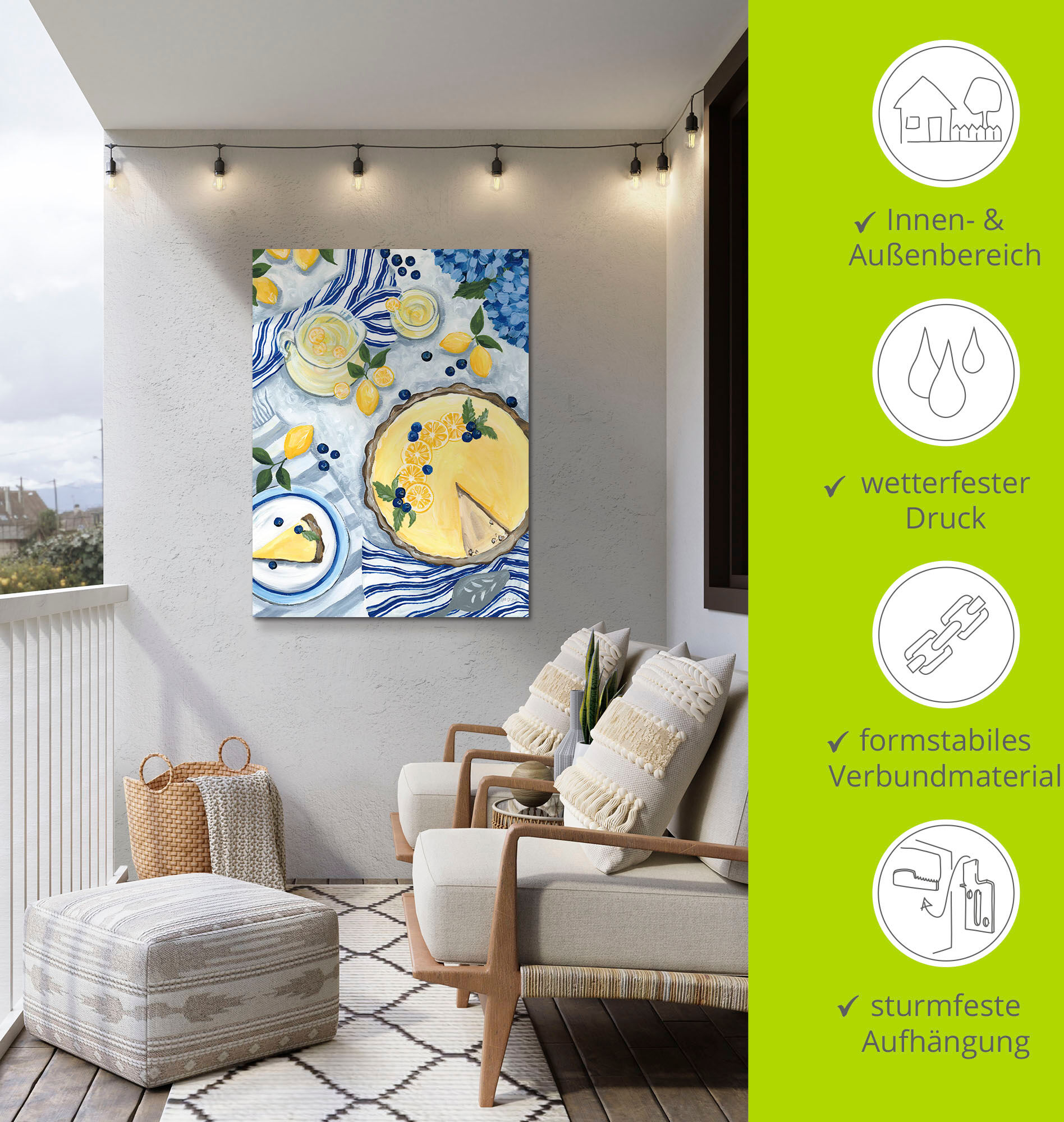 Wandbild ARTLAND "Summer Picnic I", gelb (farbe bild(er): gelb), B:60cm H:80cm, Alu Dibond, Bilder, Wandbild, als Alubild, Leinwandbild, Poster, Wandaufkleber in verschied. Grössen farbe bild(er): gelb B/H/T: 60cm x 80cm, Alu-Dibond-Druck Arrangements Hoc