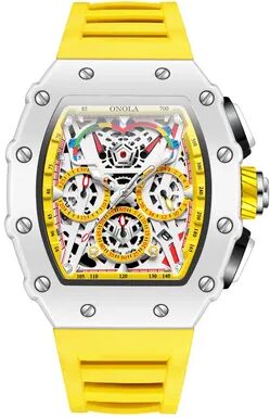 Fashion Sheath ONOLA Multifunctional Fashion Luxury Watch For Men white Yellow