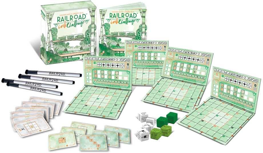 Railroad Ink Challenge: Lush Green Edition - Competitive Roll-and-Write Board Game for 2-5 Players, Ages 10+, by Horrible Games