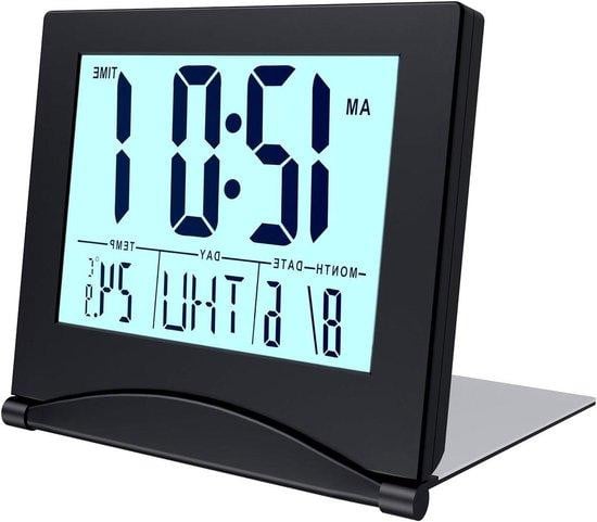 MMOBIEL Digitale Reiswekker met Alarm - Zwart - 8 x 8,5 cm