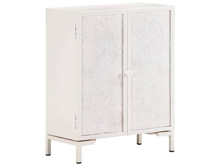 RJPLMFV Anrichte mit 2 Türen, massives Mangoholz, 76 cm Rahmen aus pulverbeschichtetem Eisen, industrieller Stil, seitliche Aufbewahrung