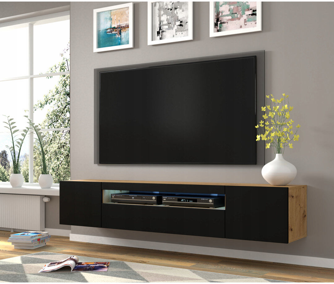 Ivy Bronx Carty TV Stand Oak/Black Matt