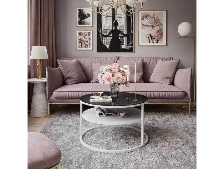 Runder Couchtisch CIRI GLASS mit Ablage
