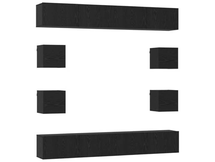 KTHLBRH TV-Möbel-Set 8-teilig Eiche Schwarz Holz Engineered 12 Scharniertüren, Wandmontage, modular, platzsparend, 10 kg pro Schrank, Innengebrauch