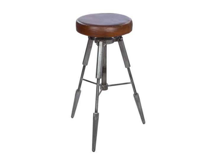 GILDE Trionik Hocker-Eisen - antikfinish - rund - Muster - grau - Höhe 65cm x Ø 40cm - Barhocker
