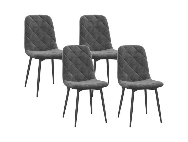 Homcom Esszimmerstühle, 4er-Set Küchenstühle mit Rückenlehne, Samtoptik, Grau, Kunststoff, 54x87x45 cm, Esszimmer, Stuhl