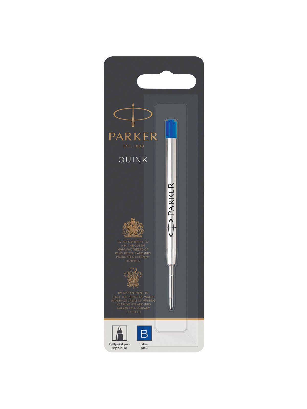 Parker Kugelschreibermine | breite Spitze | blaue QUINKflow Tinte | 1 Ersatzmine für Kugelschreiber