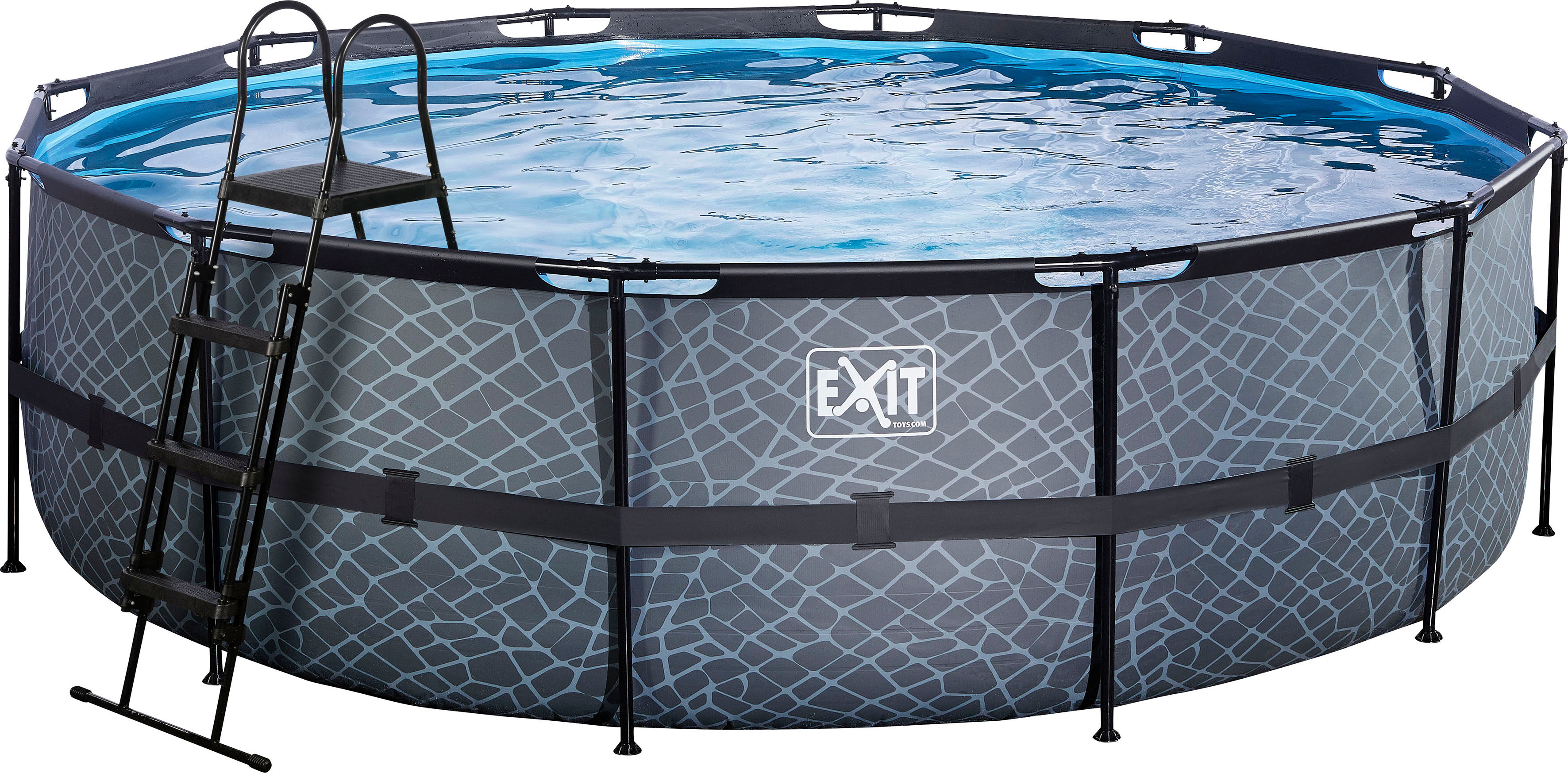 Framepool EXIT "inkl. Sicherheitsleiter", grau, H:122cm Ø:488cm, Schwimmbecken, ØxH: 488x122 cm, mit Sandfilteranlage