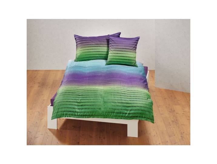 Bettwäsche mit Streifenmuster aus Quadraten und Farbverlauf – Kissenbezug – 65x65 cm